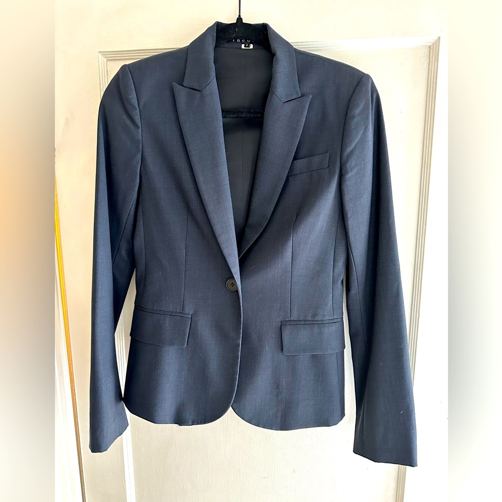 Theory Wool Blazer Single-Breasted Jacket - Navy - Size 2